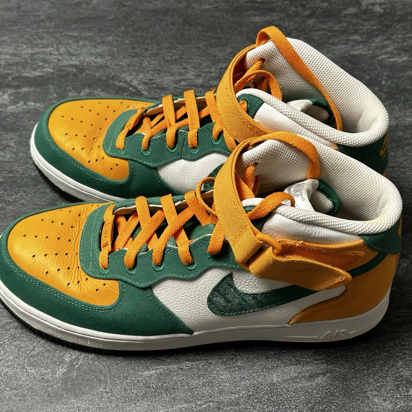 Nike Air Force 1 Mid Top Sneakers Men’s Green Yellow White Colorblock Strap