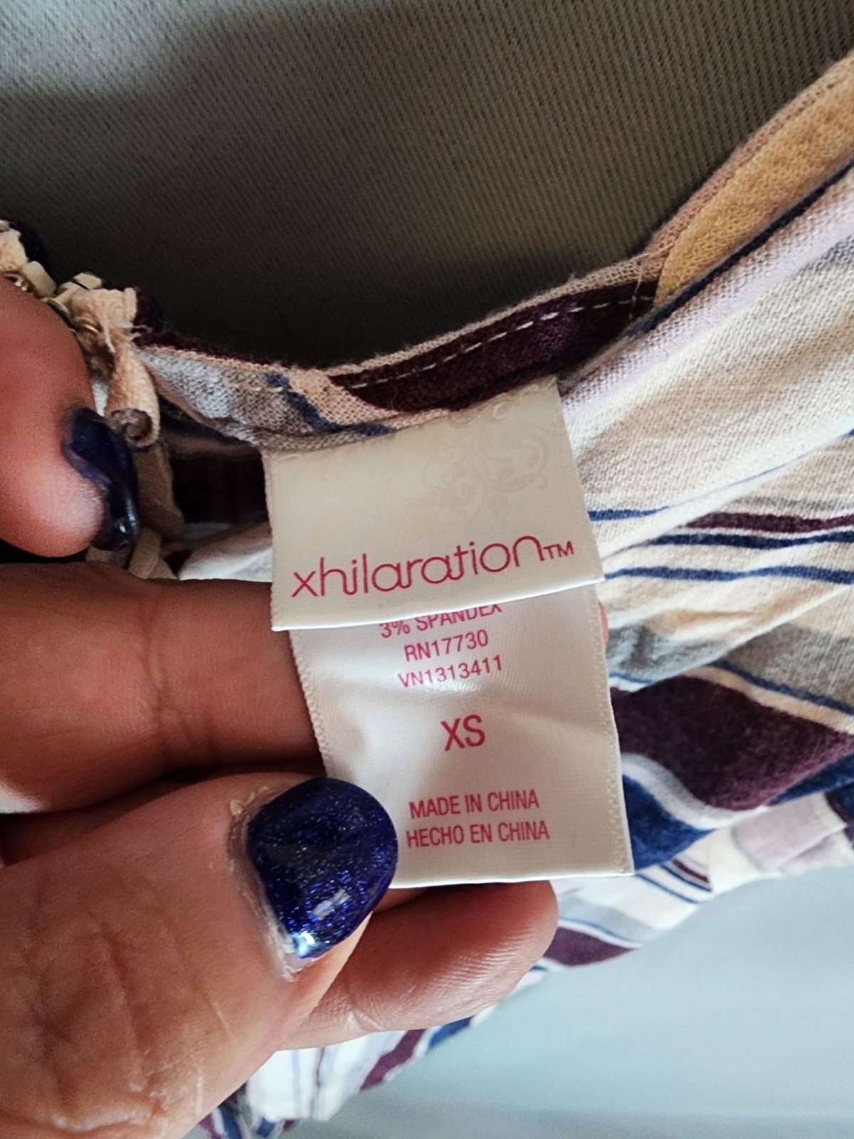 Xhilaration Navy, White & Purple Striped Knit