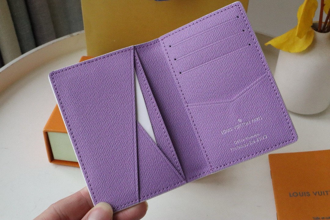 Louis Monogram Comics Passport Wallet White/Purple New