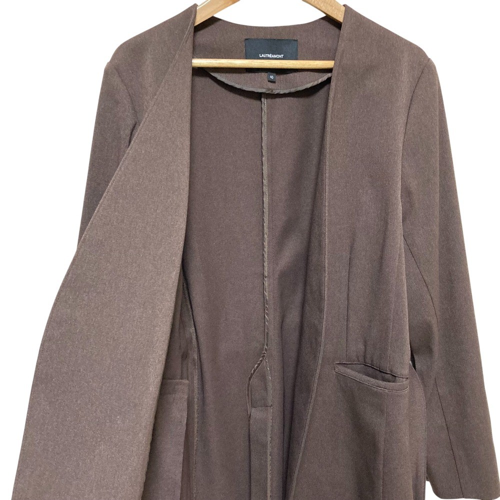 LAUTREAMONT Stretch Belted Collarless Jacket, Size 40, Brown Women USED