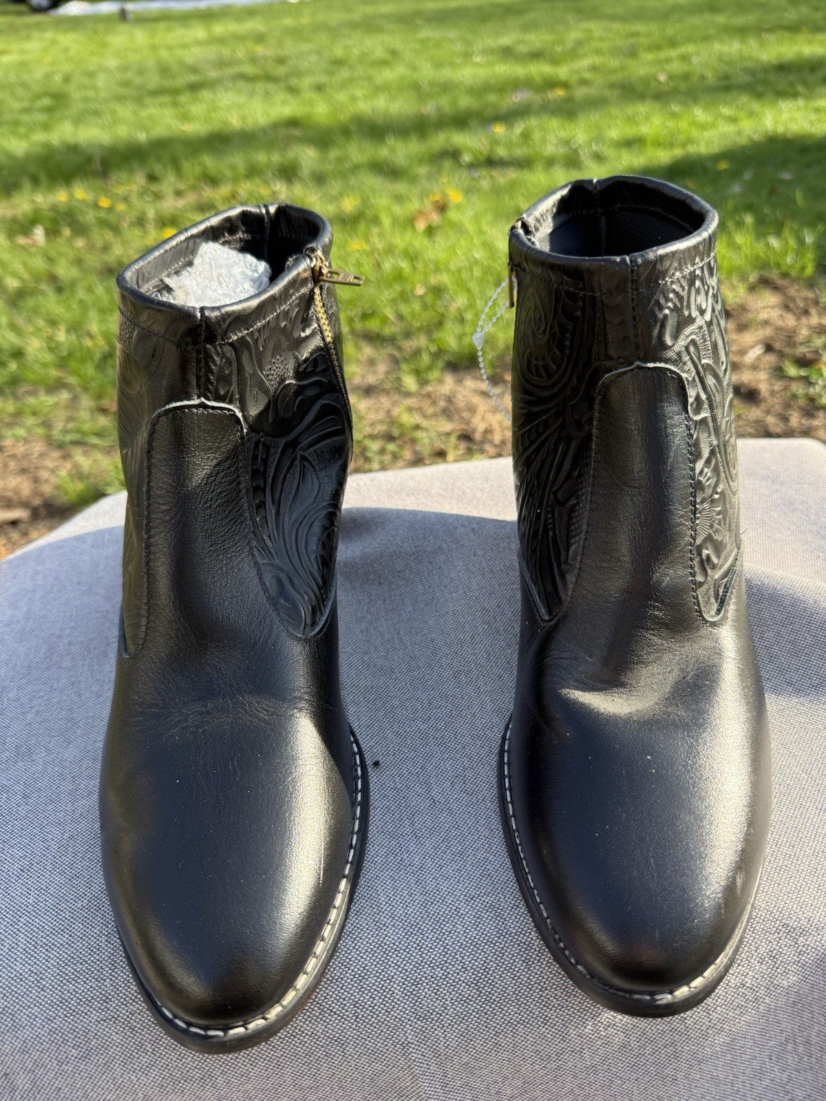 Black Leather Booties Made In USA New W/ Some Flaws As Pictured size 11 Women’s