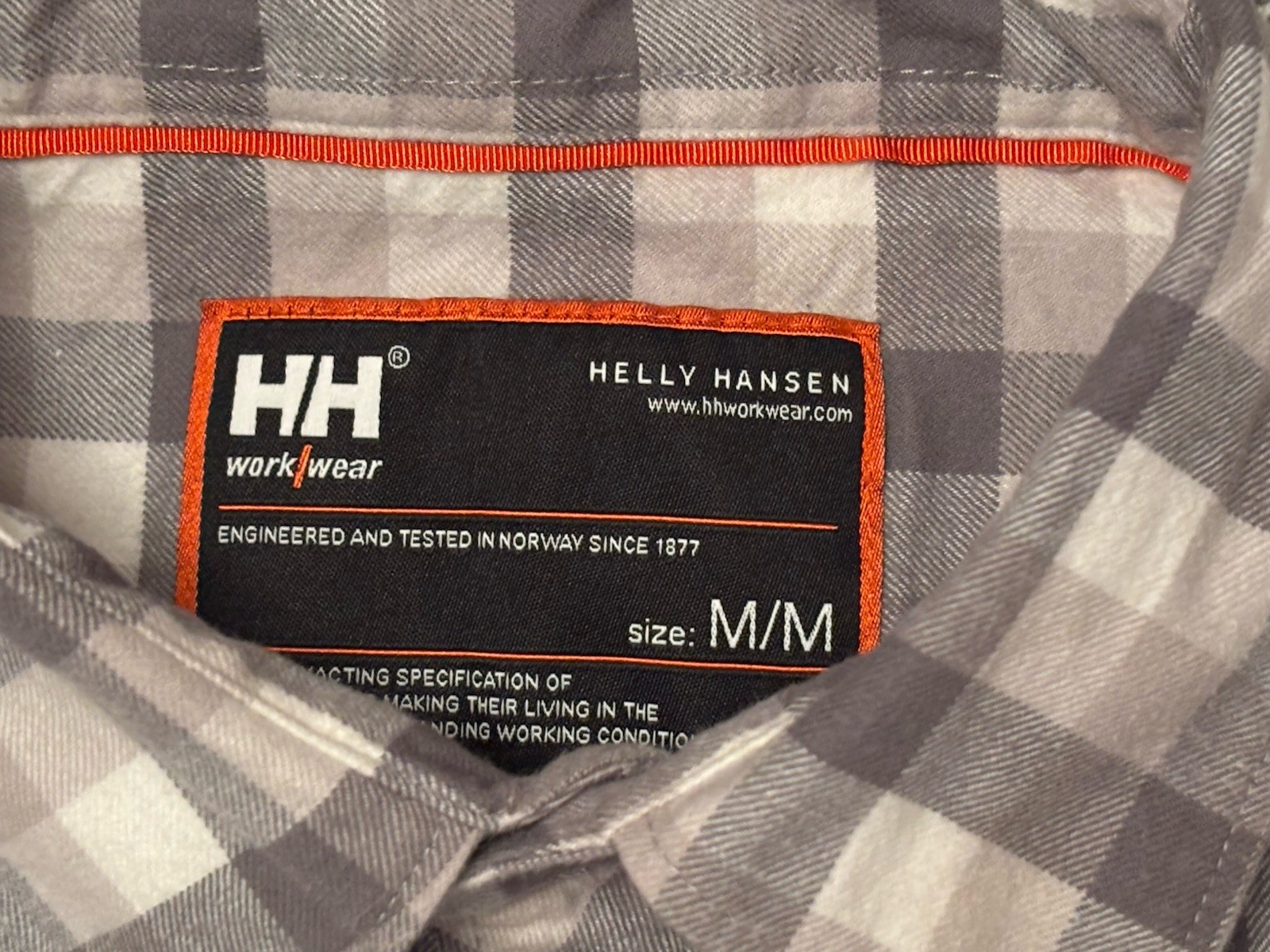 Helly Hansen Shirt Mens Medium Gray Elbow Pads Workwear Flannel Shirt
