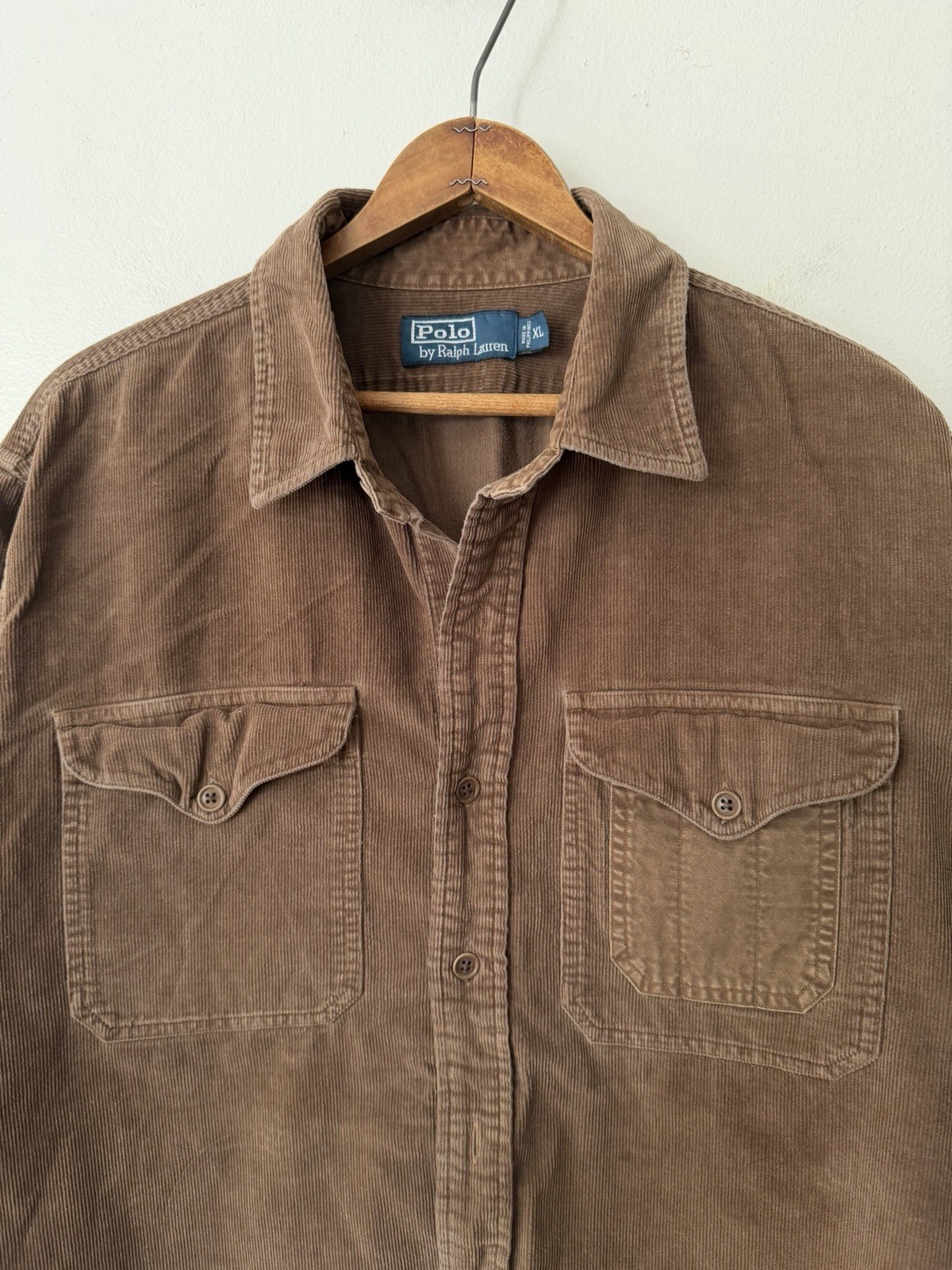 Polo Ralph Lauren Corduroy Elbow Patches Button Up Shirt Brown XL