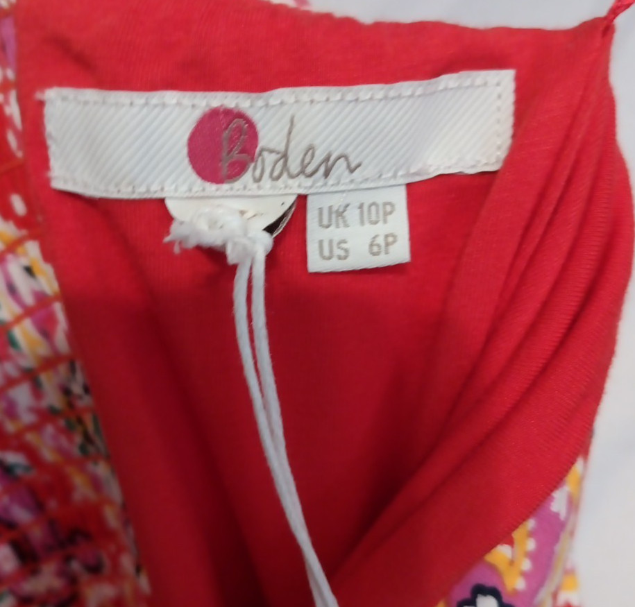 BODEN Lilah Multi Way Strapless Dress Women 6P Petite Red Paisley Halter