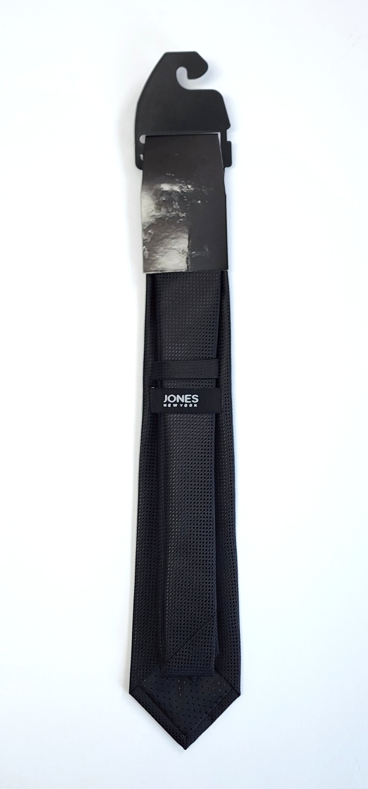 Jones New York Slim Dress Tie Black Grid Pattern Handmade 3″ x 57″