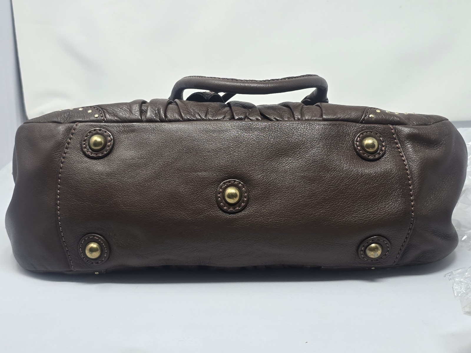 Lockheart Brown Leather Studded Handbag