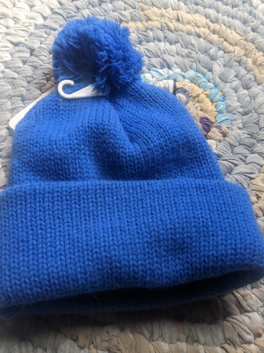 Vtg Wigwam Shaker Hat Royal Blue Adult One Size W/PomAcrylic Made USA NWT