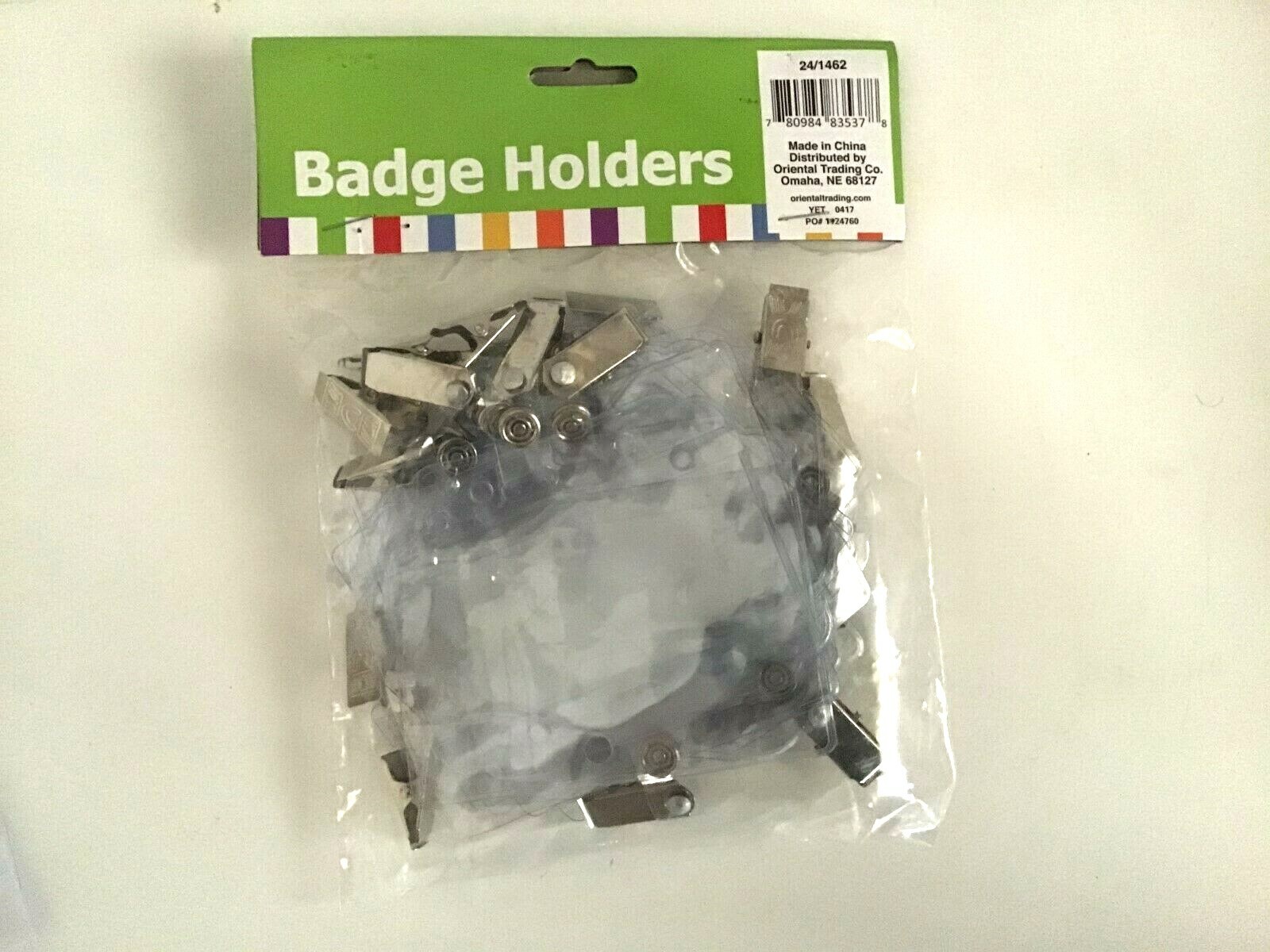 NIP 25 New Plastic Badge holders with aluminium clip 3 3/4″ x 2 1/4″ approx