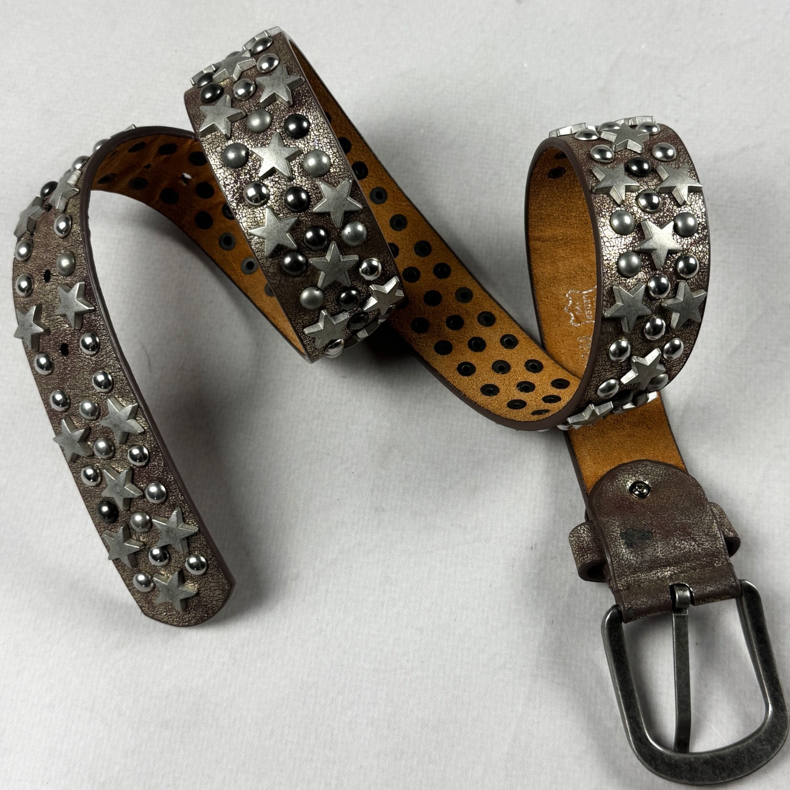 Y2K Genuine Leather Studded Star Belt Punk Rock Y2K Gothic Biker Unisex Vintage