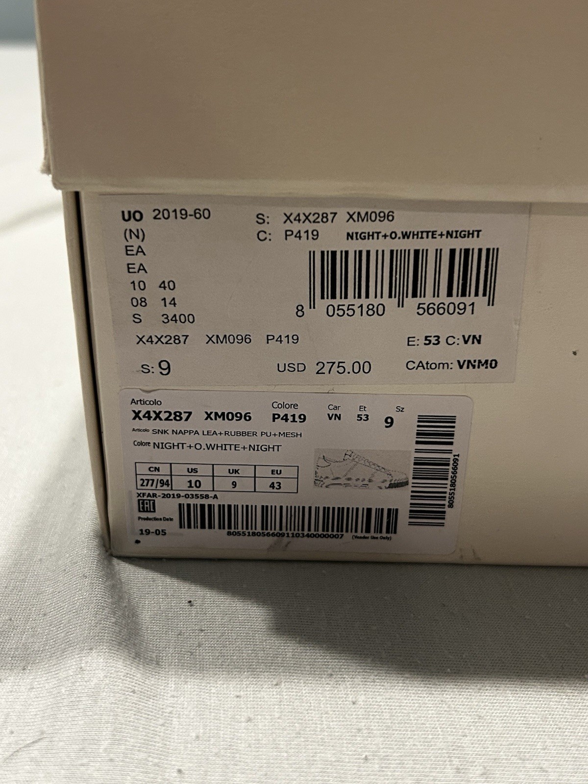Emporio Armani Sneakers Mens Size 10 – EU 43 – Model X4X287 – 275$ Retail OG Box
