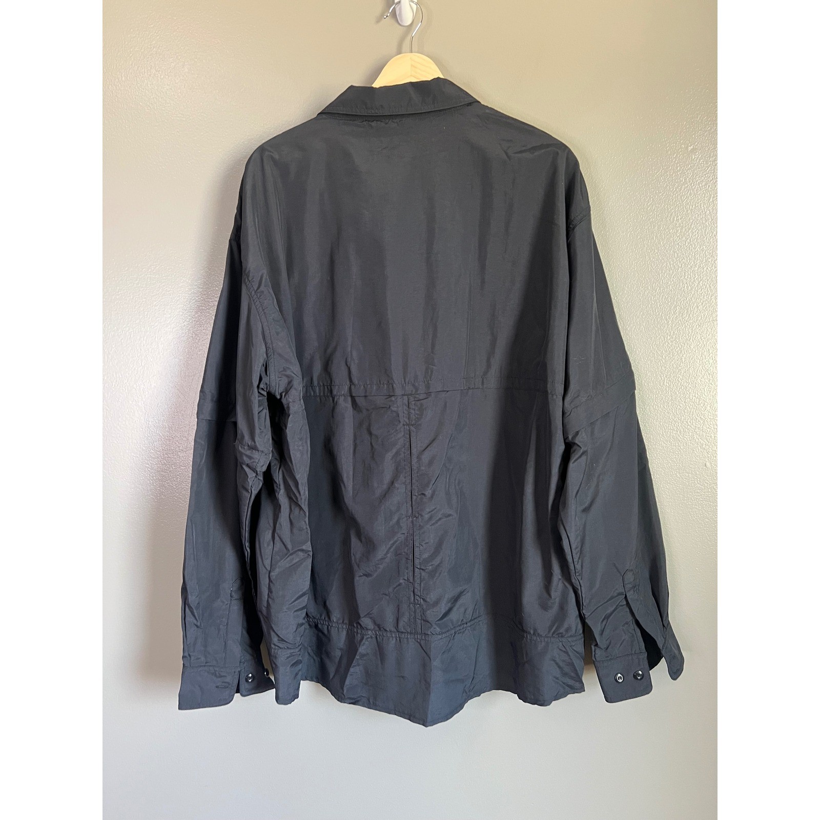 Black convertible sleeves button down outdoor fishing shirt size 2XL Tacvasen