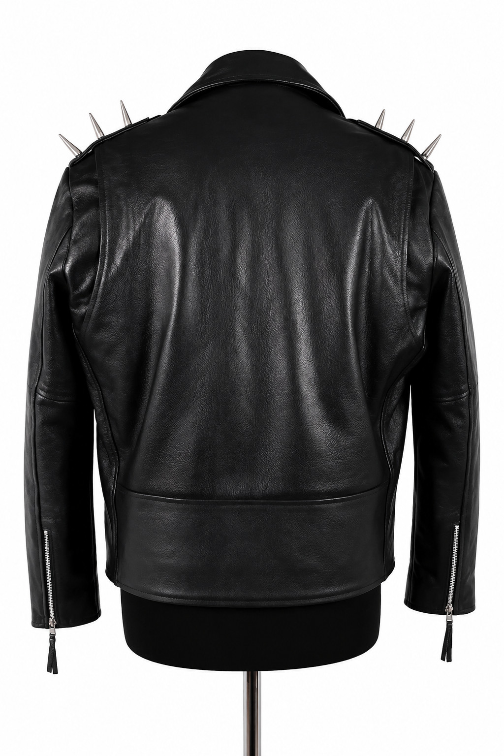 GHOST RIDER Black METAL SPIKES Mens Motorcycle Motorbike Biker Leather Jacket
