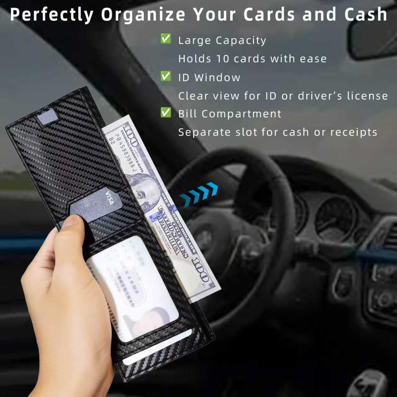 TOPFORGES Wallet for Men, Slim, Compact (4.52 x 2.95 x 0.86 inches), Black