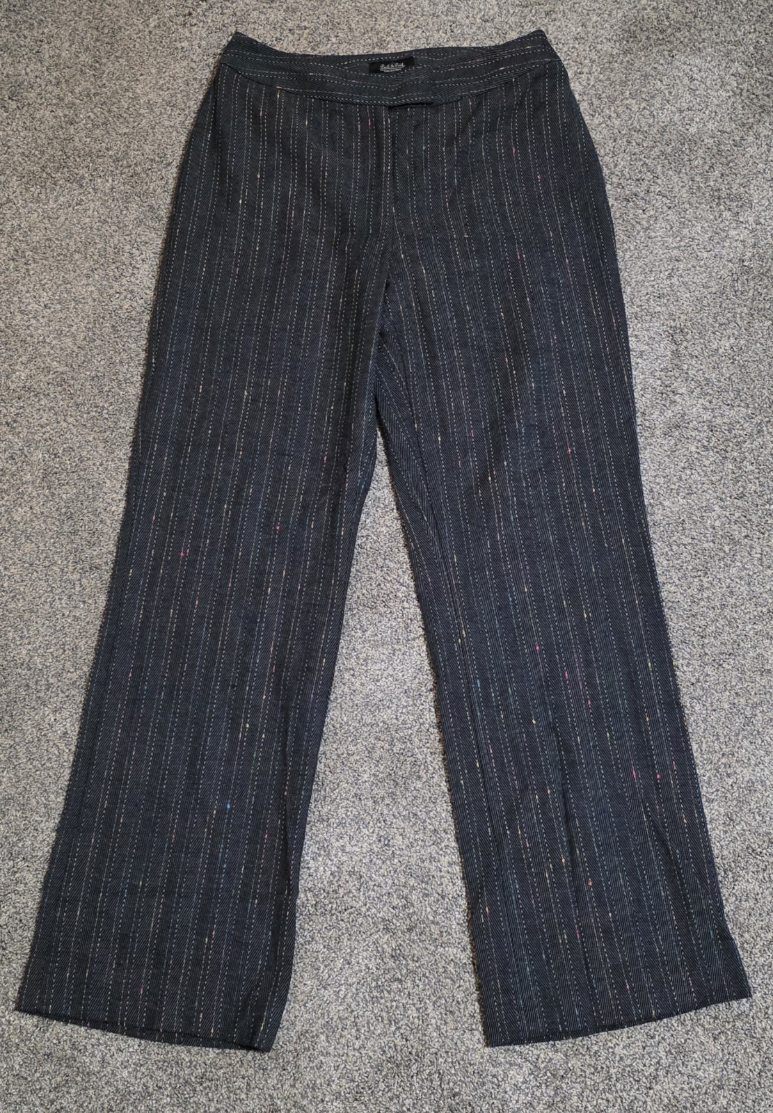 Peck & Peck Women’s Dress Pants Grey/Multicolor Striped Regular Wool Blend