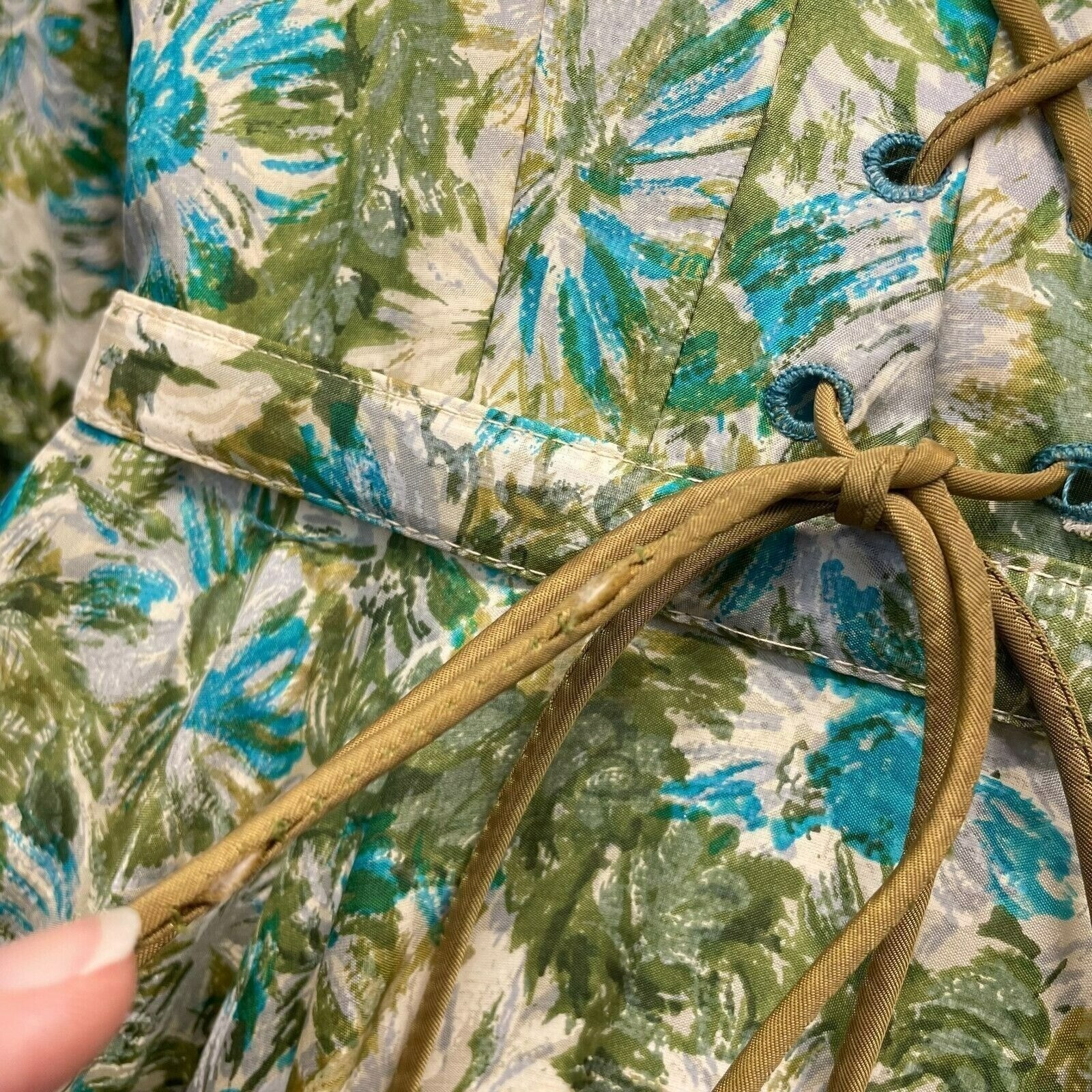 Dance Time by Phyllis Vintage Dress Womens XS/S Green Floral 1950’s Full Sweep