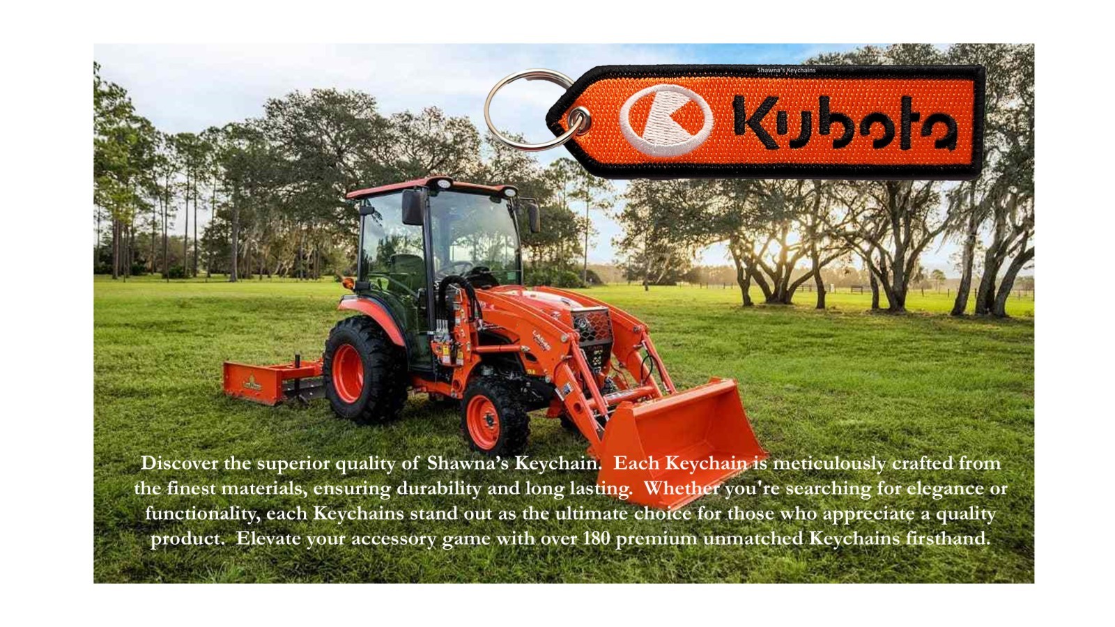 Kubota Tractor Keychain Patch Double-Sided Embroidered Tractor Key Tag Fob