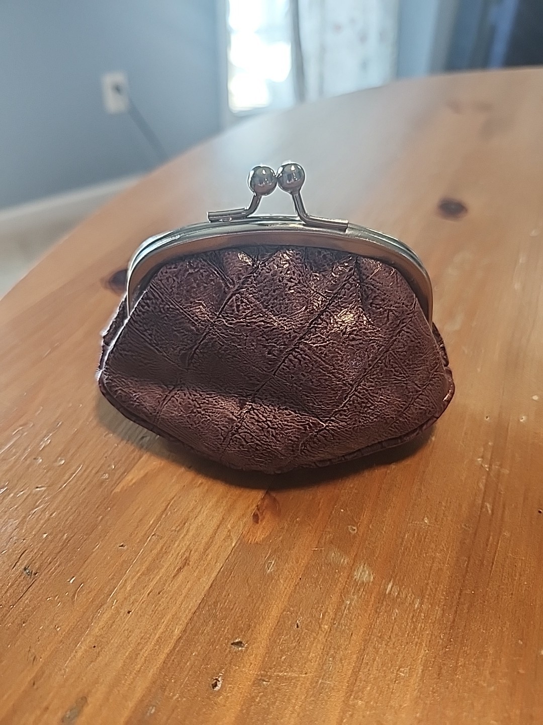 Small Vintage Italian Genuine Leather Burgandy Coin Purse