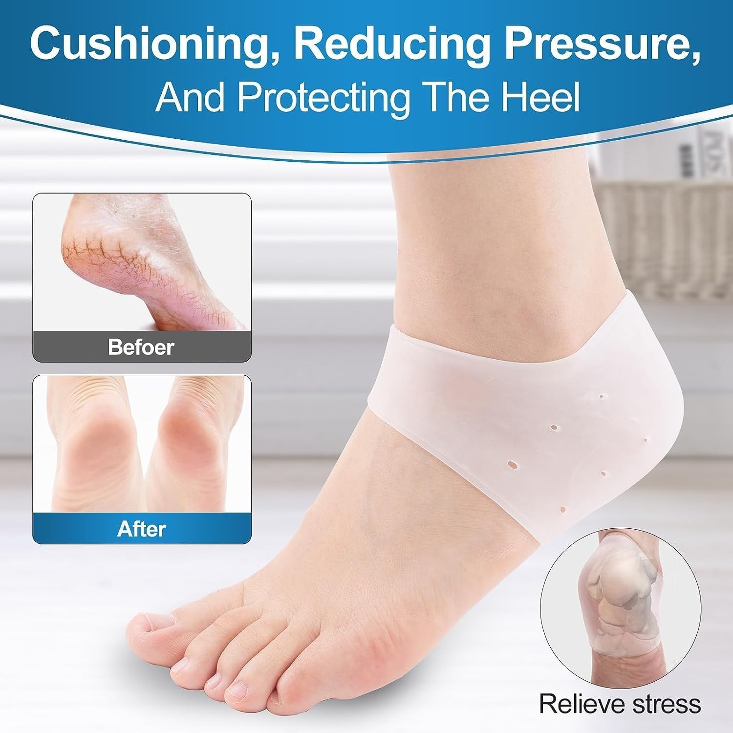 2 Pairs Silicone Heel Protectors for Shoes – Slim Gel Heel Sleeves for Bliste…