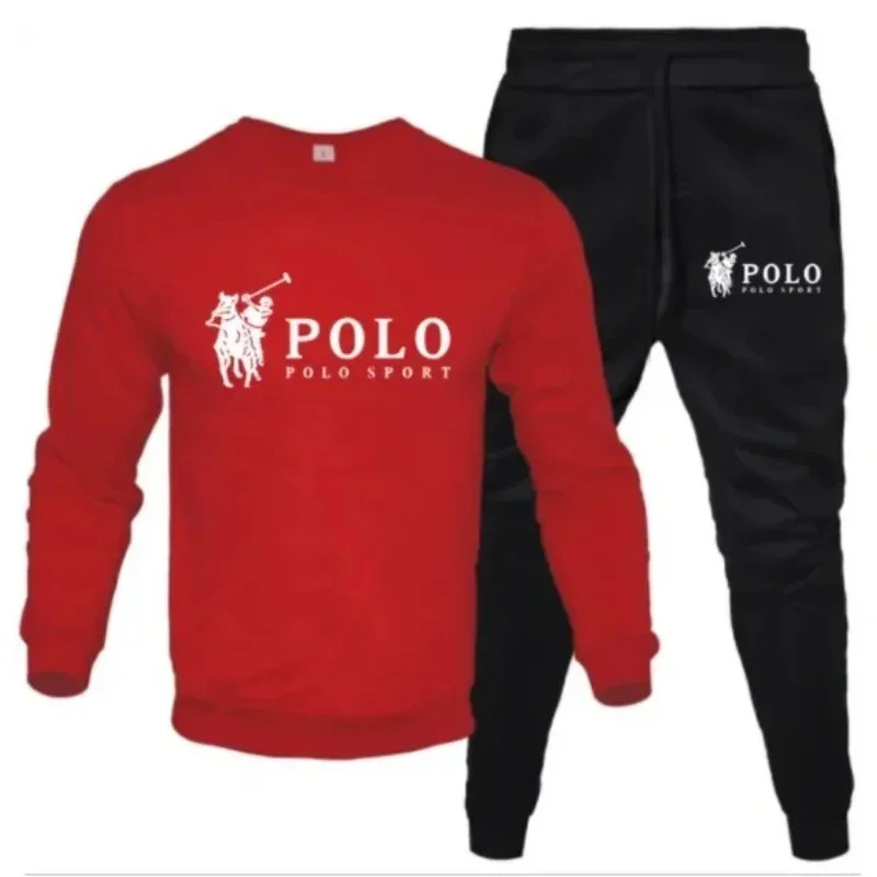 Men Autumn Winter Sweatshirt and Jogger Pants Set Casual Fitness Outfit