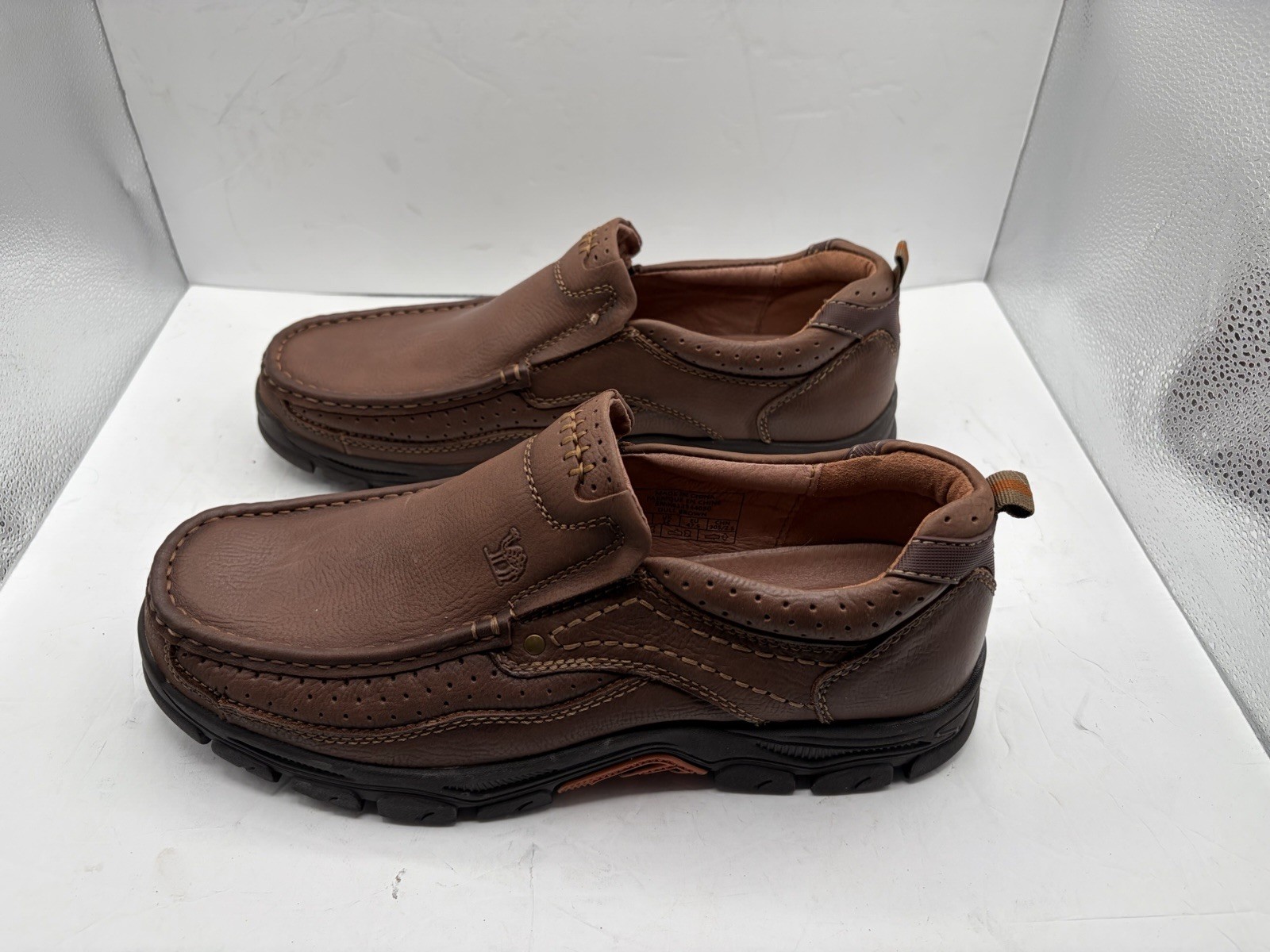 CAMEL CROWN Men’s Size 13 Slip On Loafers Khaki Brown Leather Casual Shoes