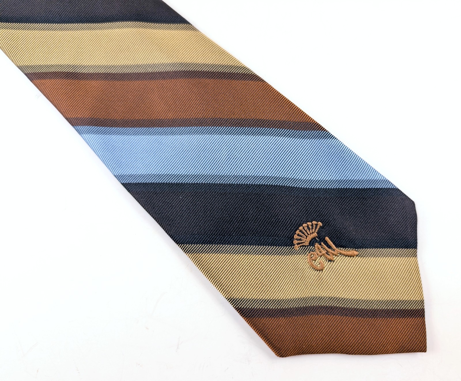 1970s COUNTESS MARA Necktie for Jack Henry Kansas City Vintage Blue Brown Stripe