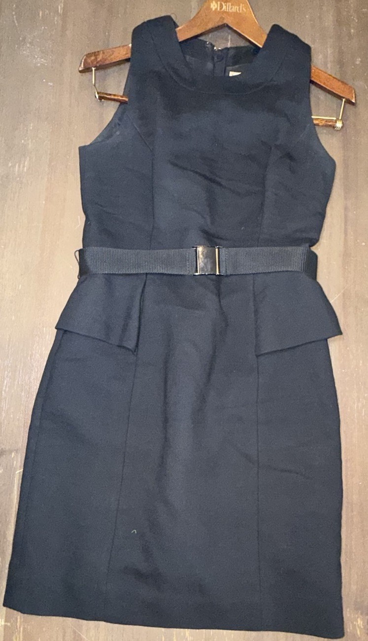 Lilli Ann Black Classic Sleeveless Sheath Dress w/Belt Size 6 Formal Profession