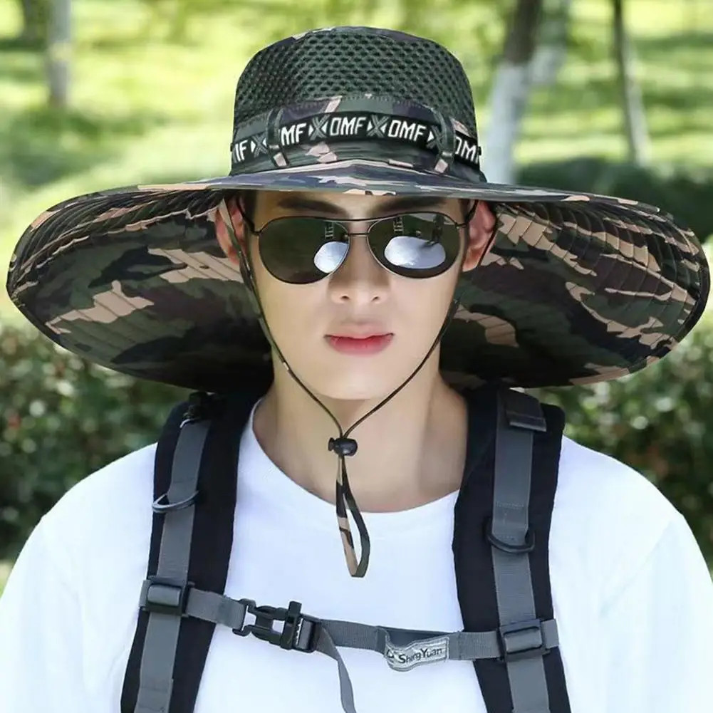 Summer 15CM Large Brim Sun Hat Men Women Breathable Fishing Caps Sun UV