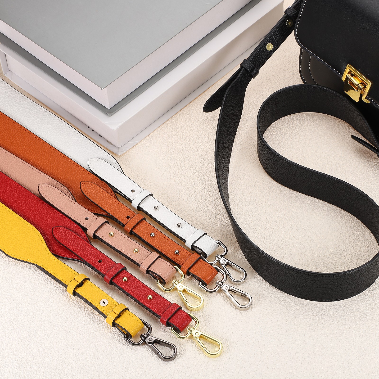 45.3″ Adjustable PU Leather Purse Strap Crossbody Replacement Light Brown/Gold