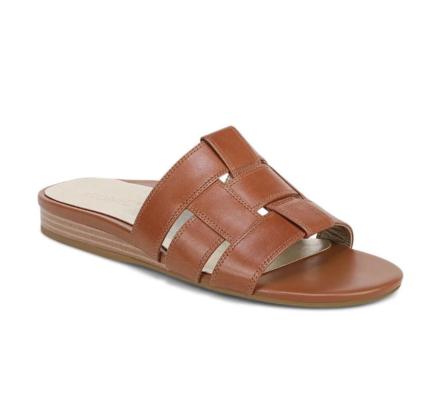 VIONIC Glendora Slide Sandal, Tan Leather