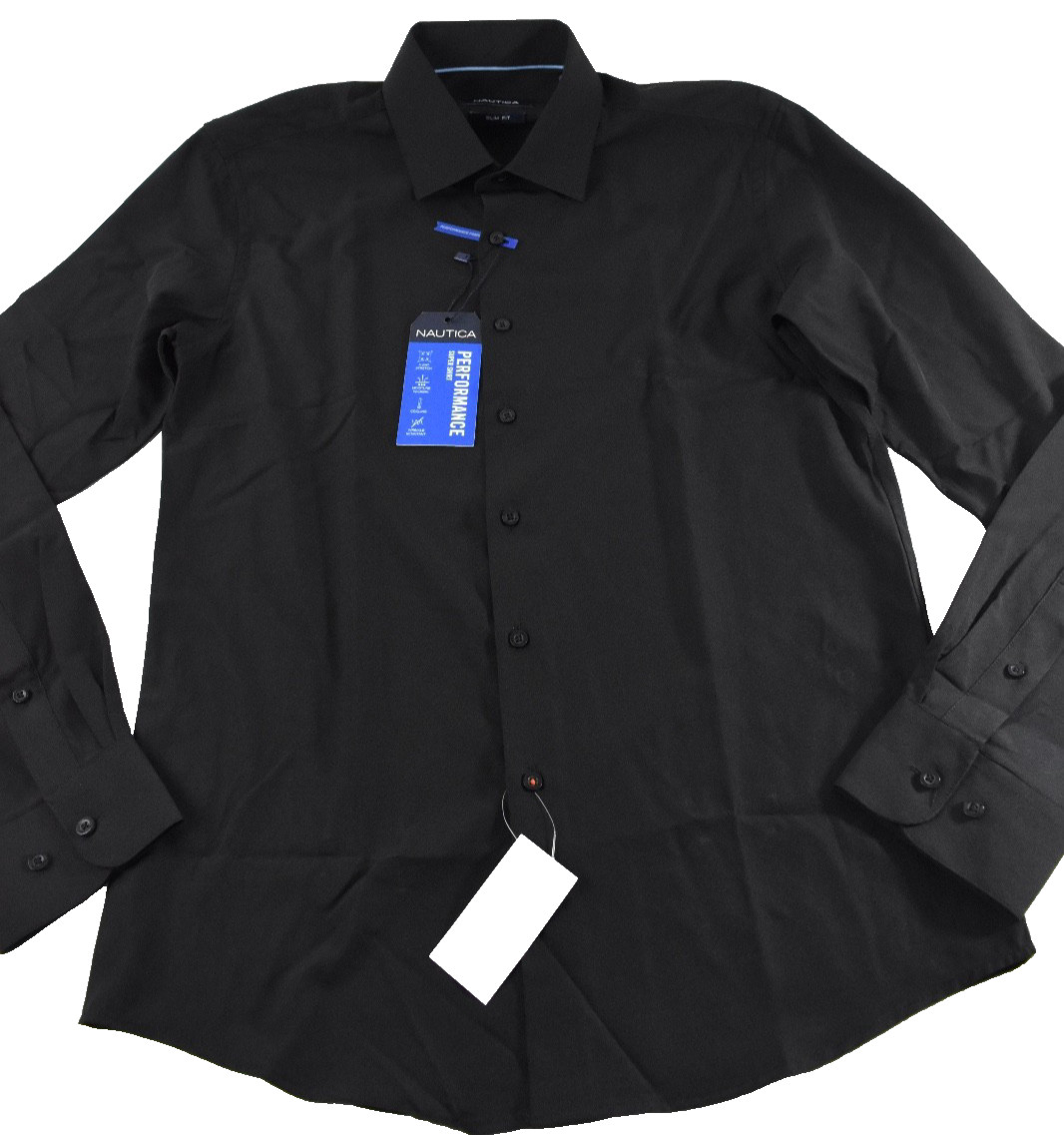 Nautica Men’s Dress Shirt New S 14 -14.5 32/33 Black Button Up Stretch Slim Fit