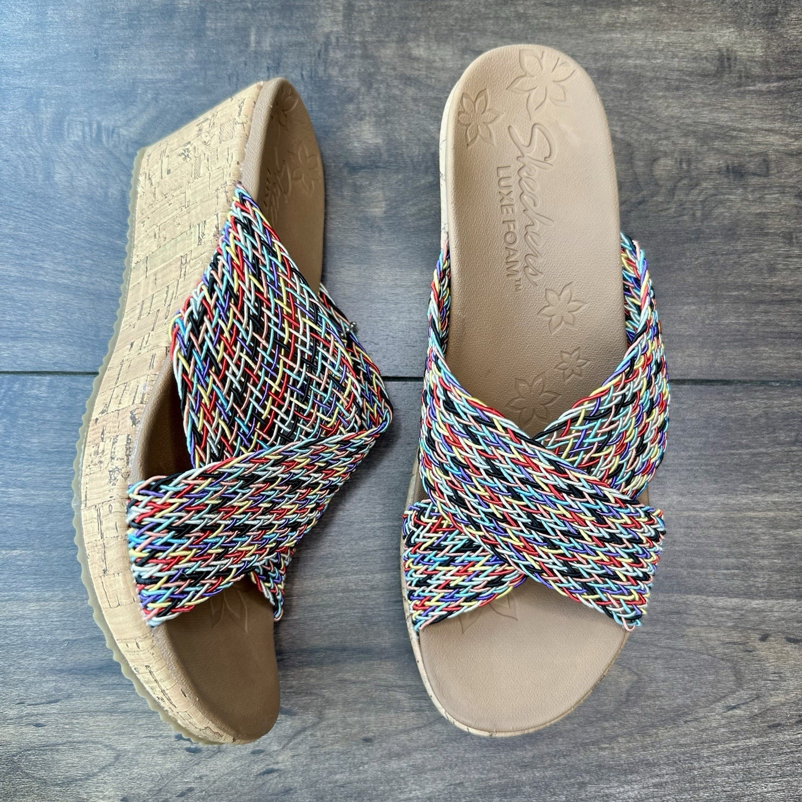 Skechers Beverlee Vacation Mode Wedge Slide Sandals – Women’s Size 10 – Rainbow