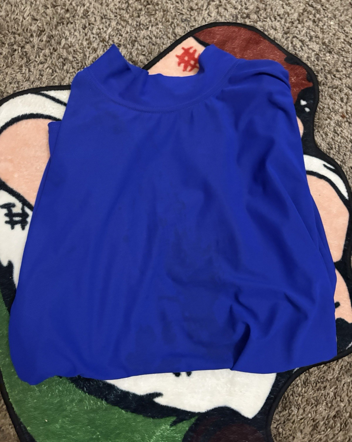 Women’s Maternity M Blue Solid Mock Neck Long Sleeve Polyester Pullover Top