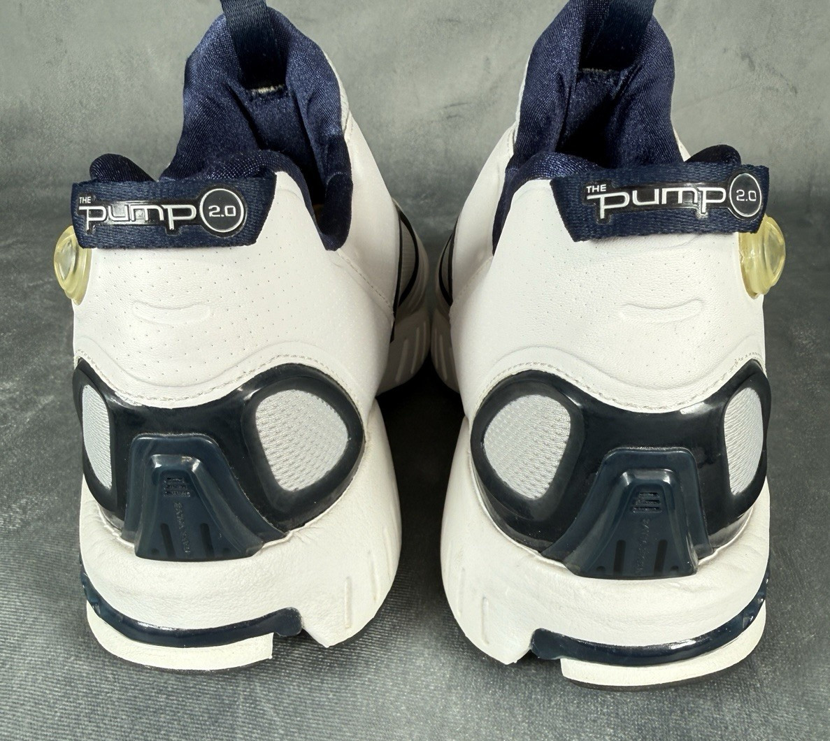 VTG Reebok Pump 2.0 Running Shoes Men’s 10 White Navy RB 412 FLU 1-141044 Rare