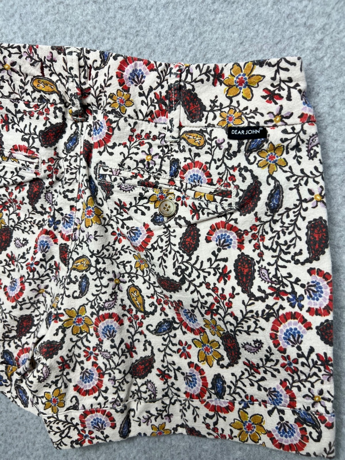 Dear John Finnegan Roll Cuff Printed Paisley Shorts Size 27 Casual Comfort Boho