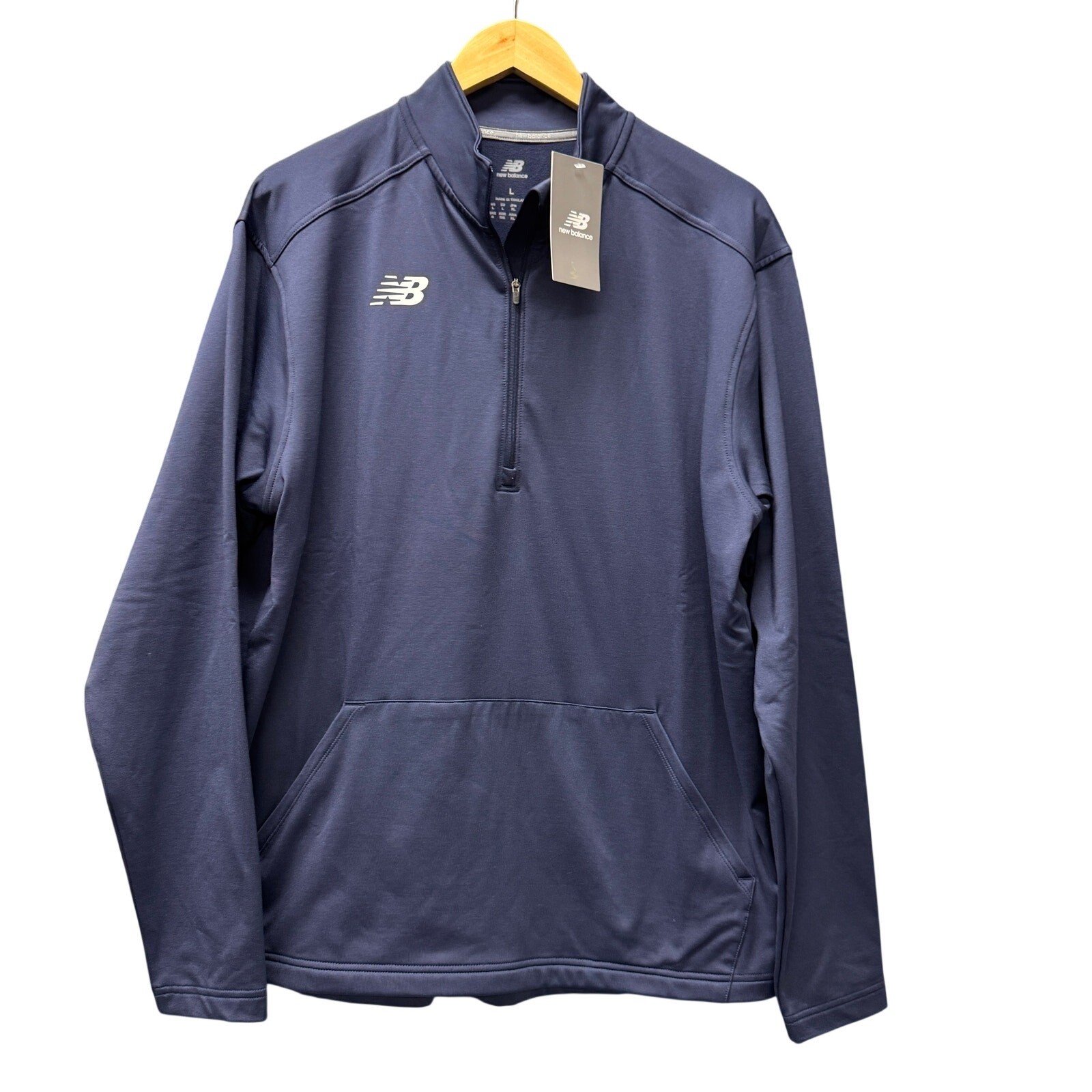 New Balance Jacket Navy Blue Midfield DRY Half 1/2 Zip Pullover Adult Large NEW
