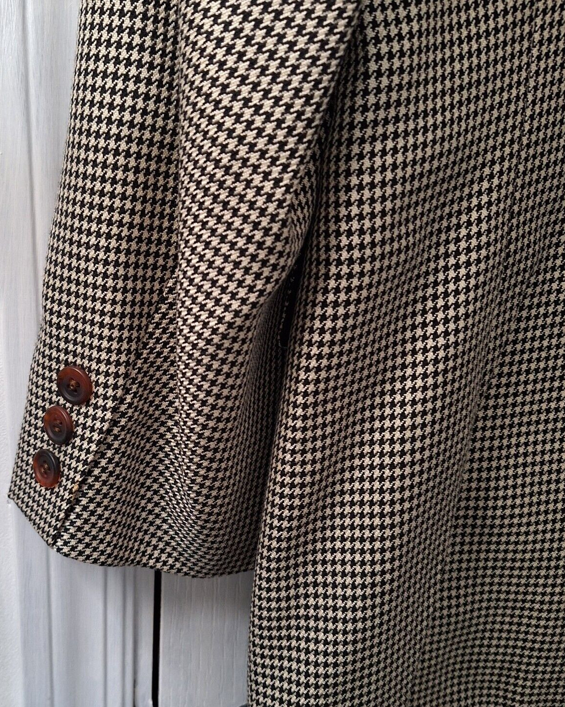 Blazer 46R Sport Coat Jacket 52% Silk 48% Wool Hounds-Tooth Academia Classic