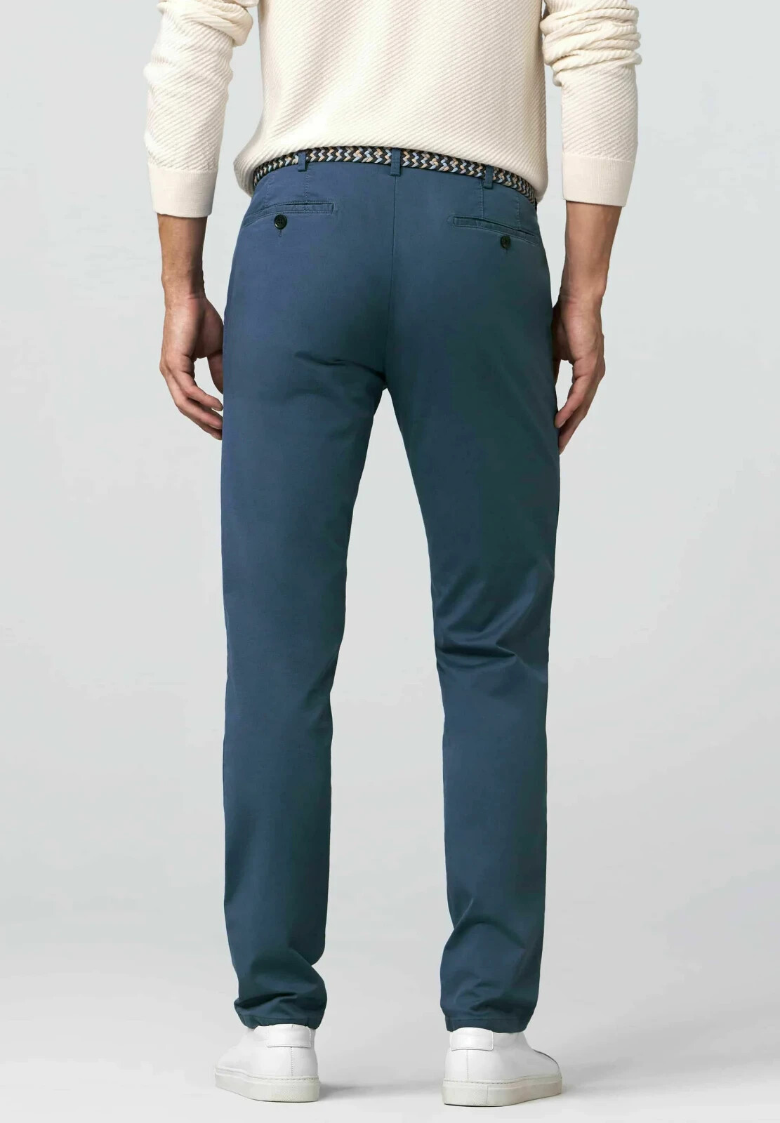 Meyer NWT Chinos / Casual Pants Size 54EU 38US Tokyo In Solid Blue Cotton Blend