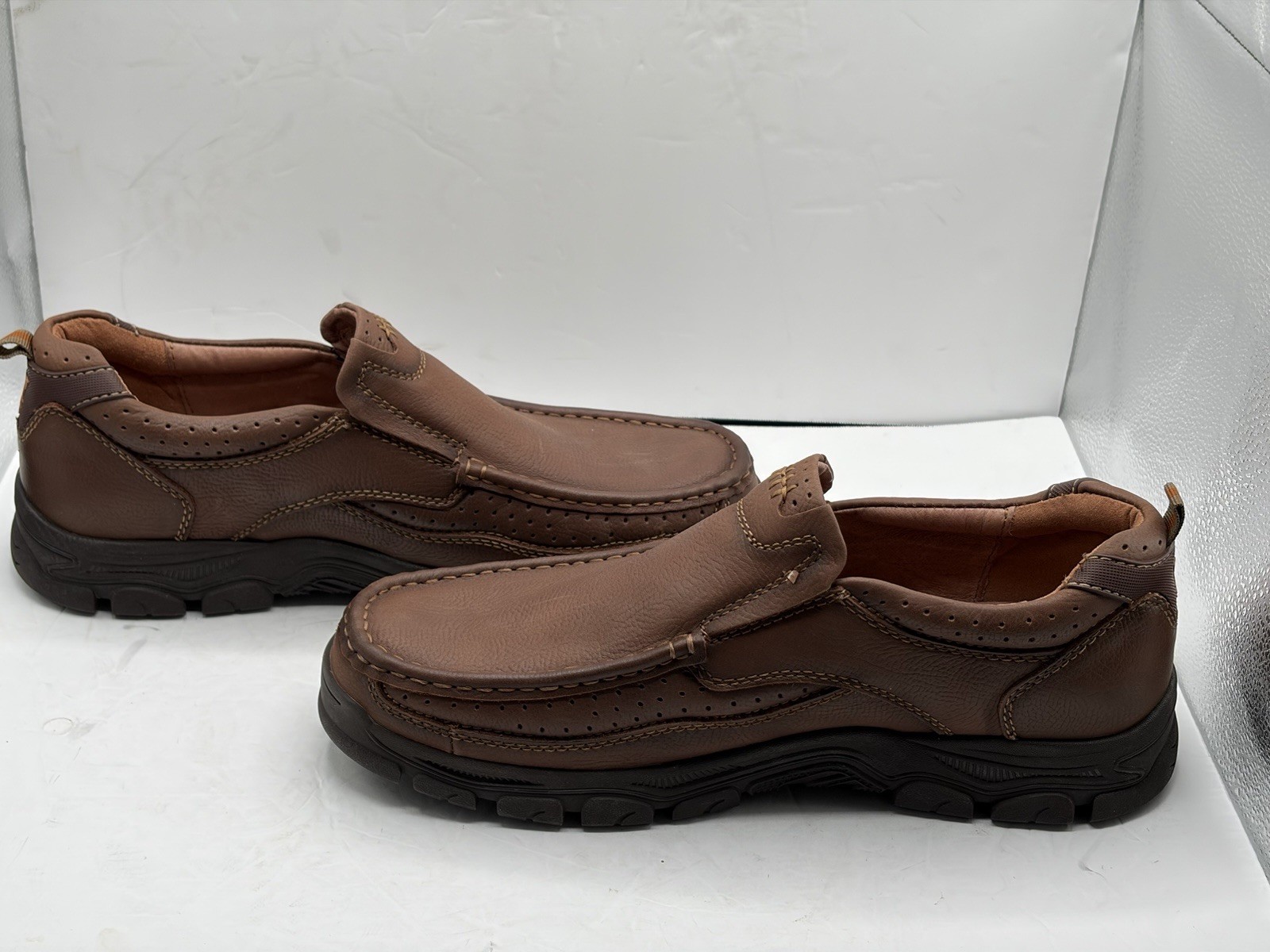 CAMEL CROWN Men’s Size 13 Slip On Loafers Khaki Brown Leather Casual Shoes