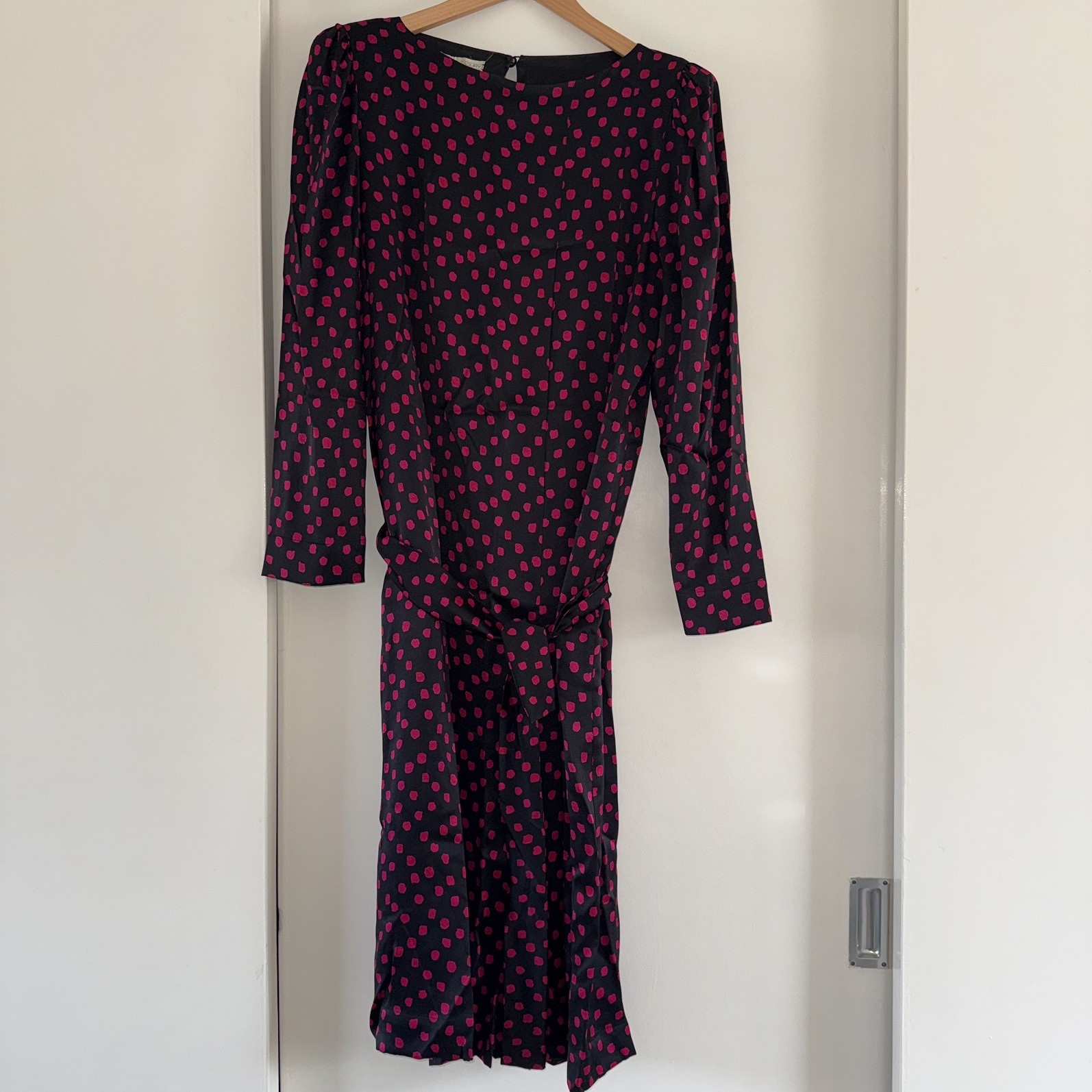 Vintage Jacques Azagury 100% Silk Dress Princess Diana Designer Polka Dot 12