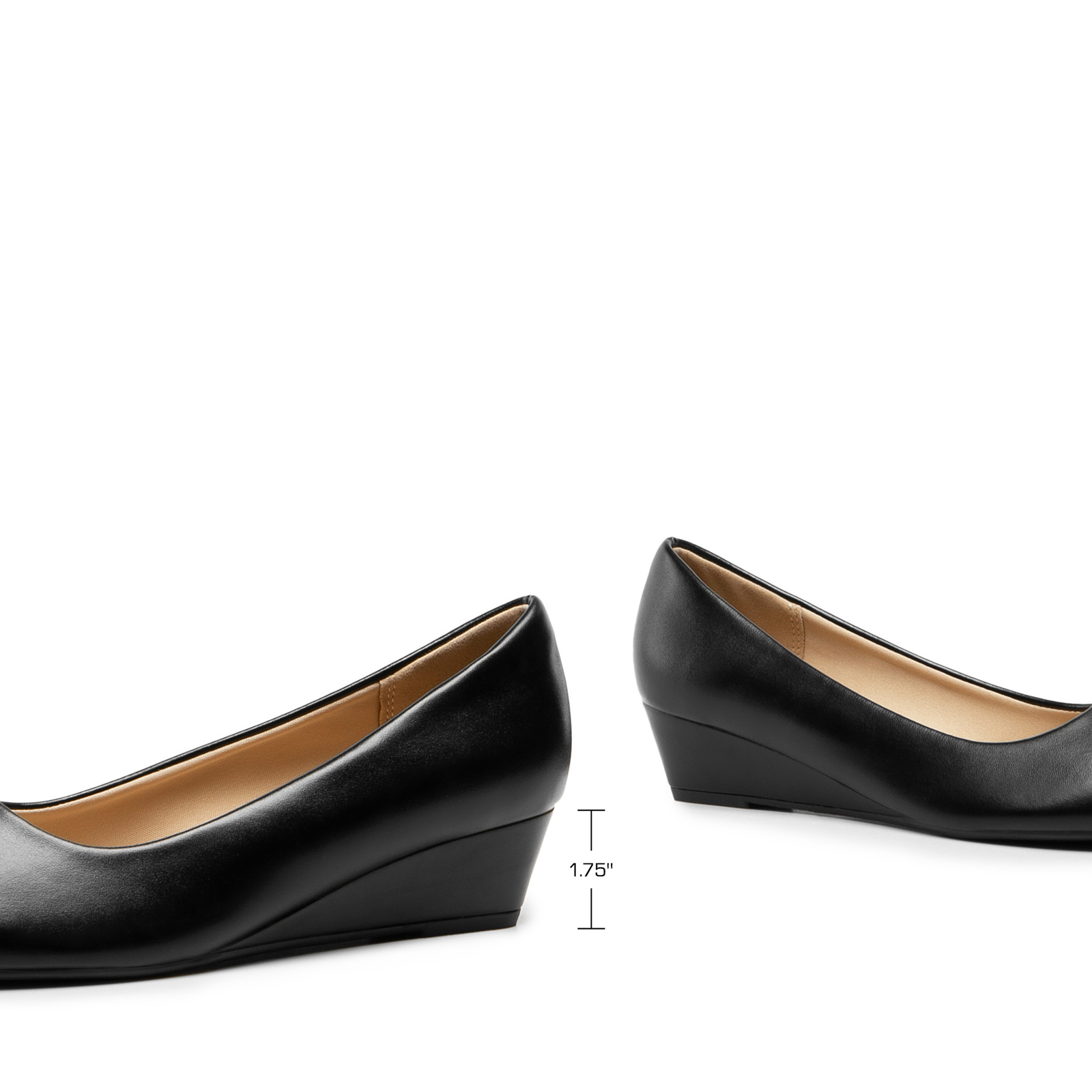 Women Low Wedge Pump Shoes Pull-On Round Toe Office Work Shoes