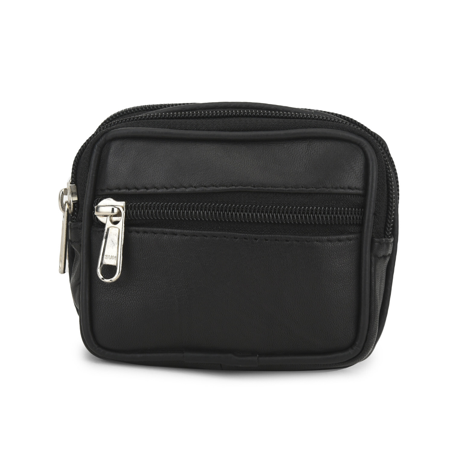 Belt Pouch With 3 Zipper pockets Genuine Leather – Can hold cards, money & more
