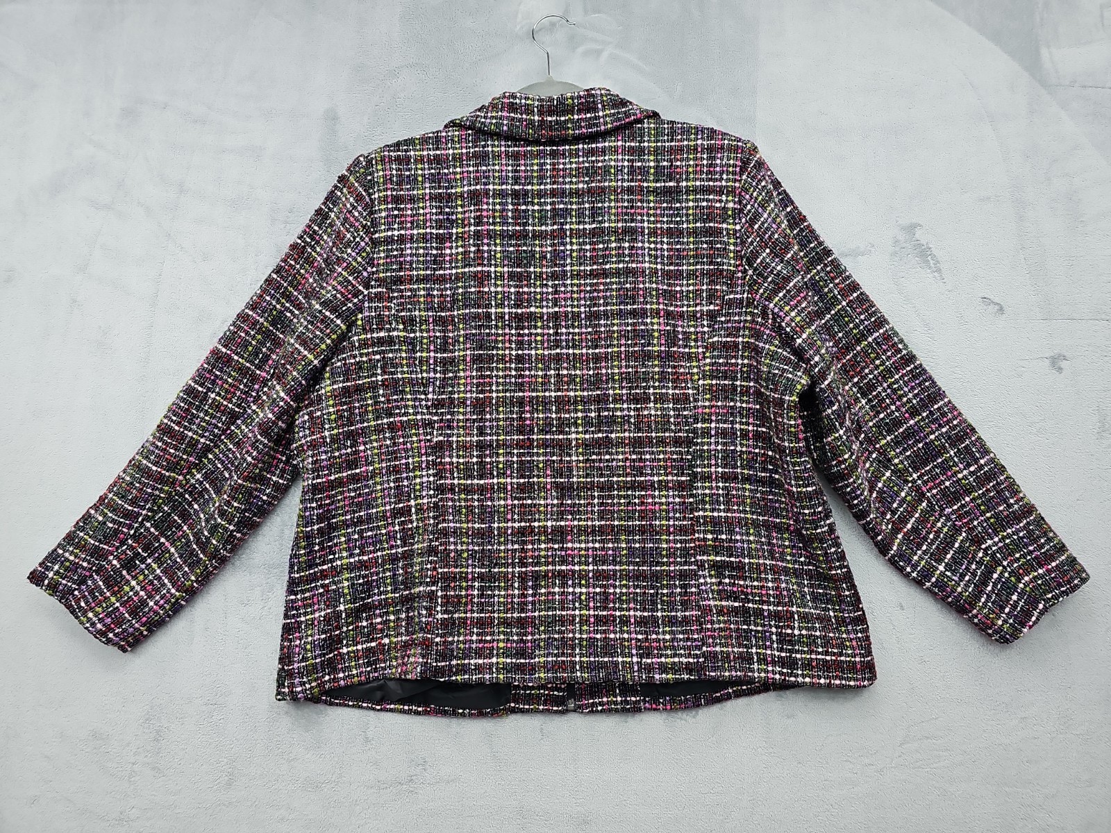 CJ Banks Blazer Jacket Womens 2X Tweed Multicolor Knit Zip Up Pockets Collared