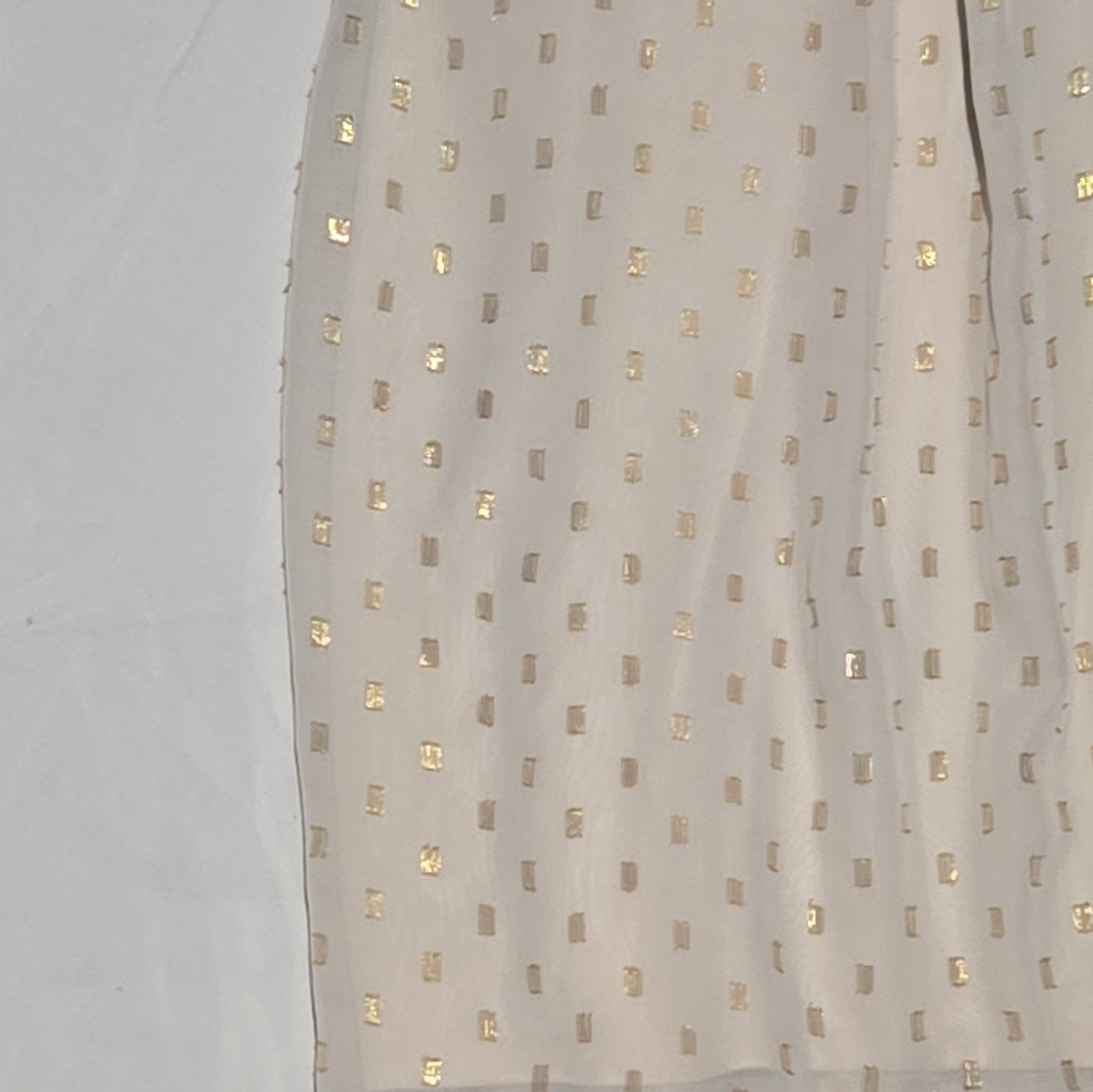 BCX Ivory Gold Metallic Geometric Chiffon Slip Dress S Knee Length Lined