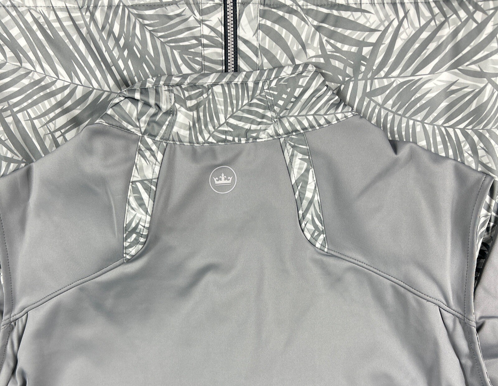 Peter Millar Golf Vest Crown Sport Elite Palms Print Full Zip XXL Gray MSRP $200