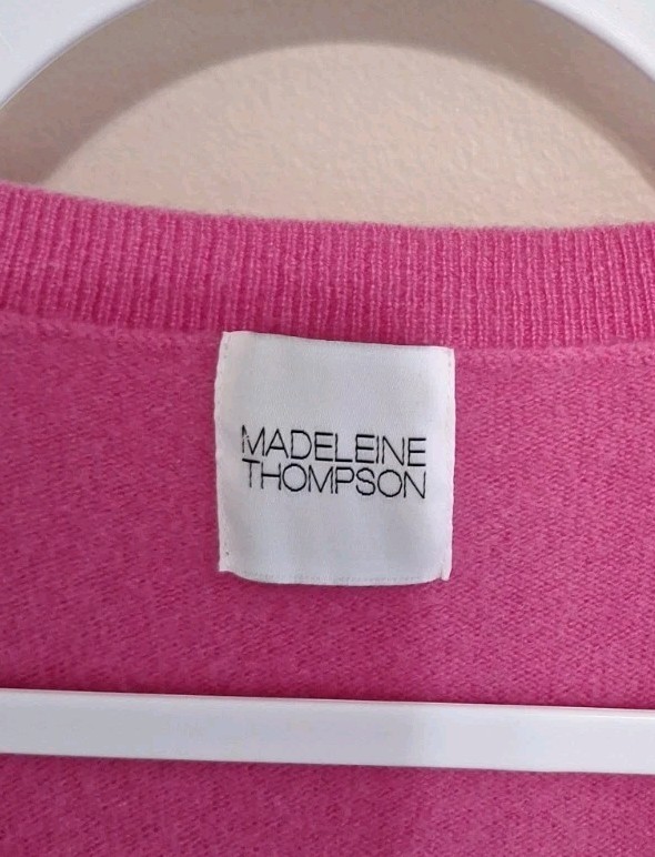 Madeleine Thompson 100% Cashmere Pink Sweater Size S Puffer Shoulder