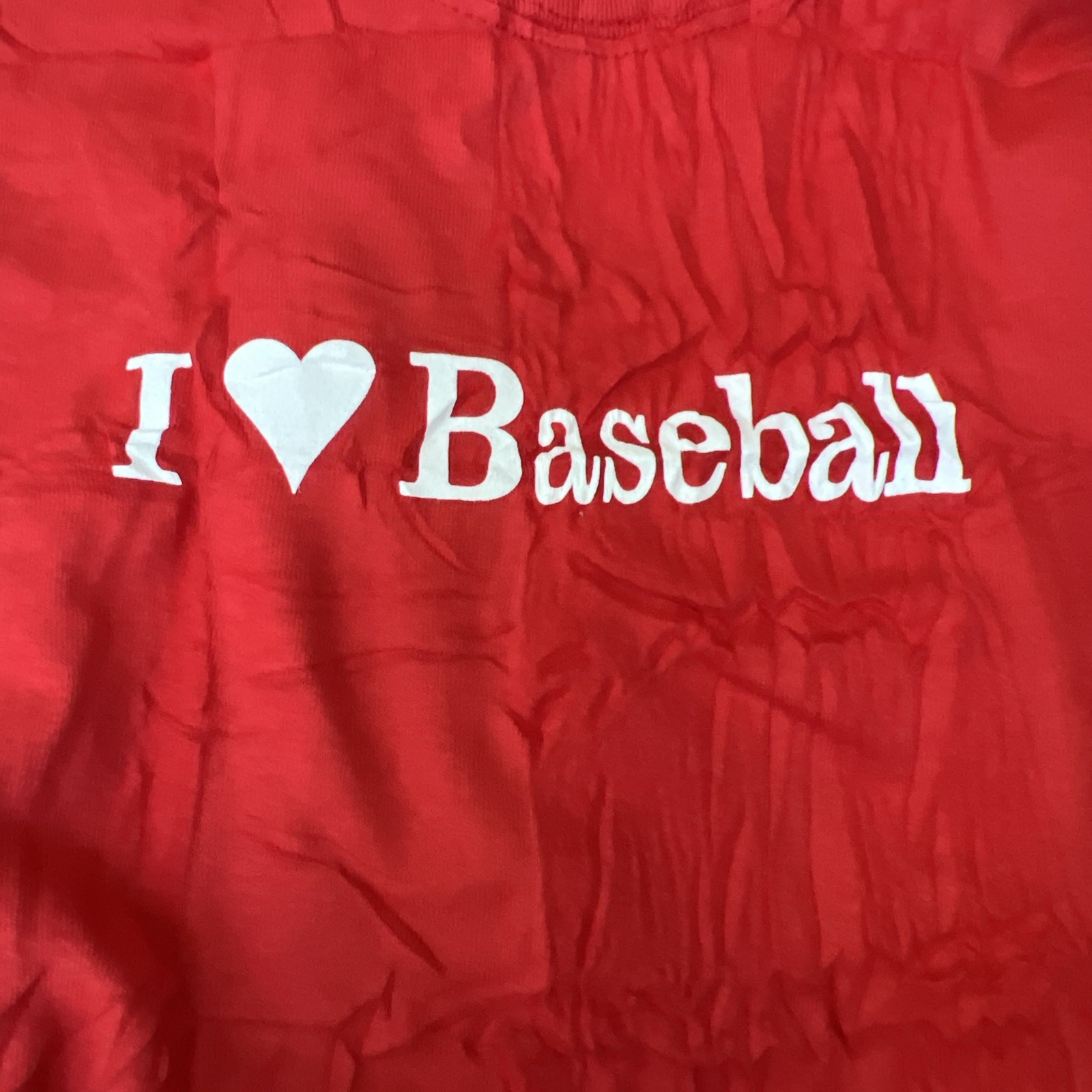 I Love BASEBALL Logo Men’s TShirt Athletic Printed CRINKLY Short Sleeve Tee XL