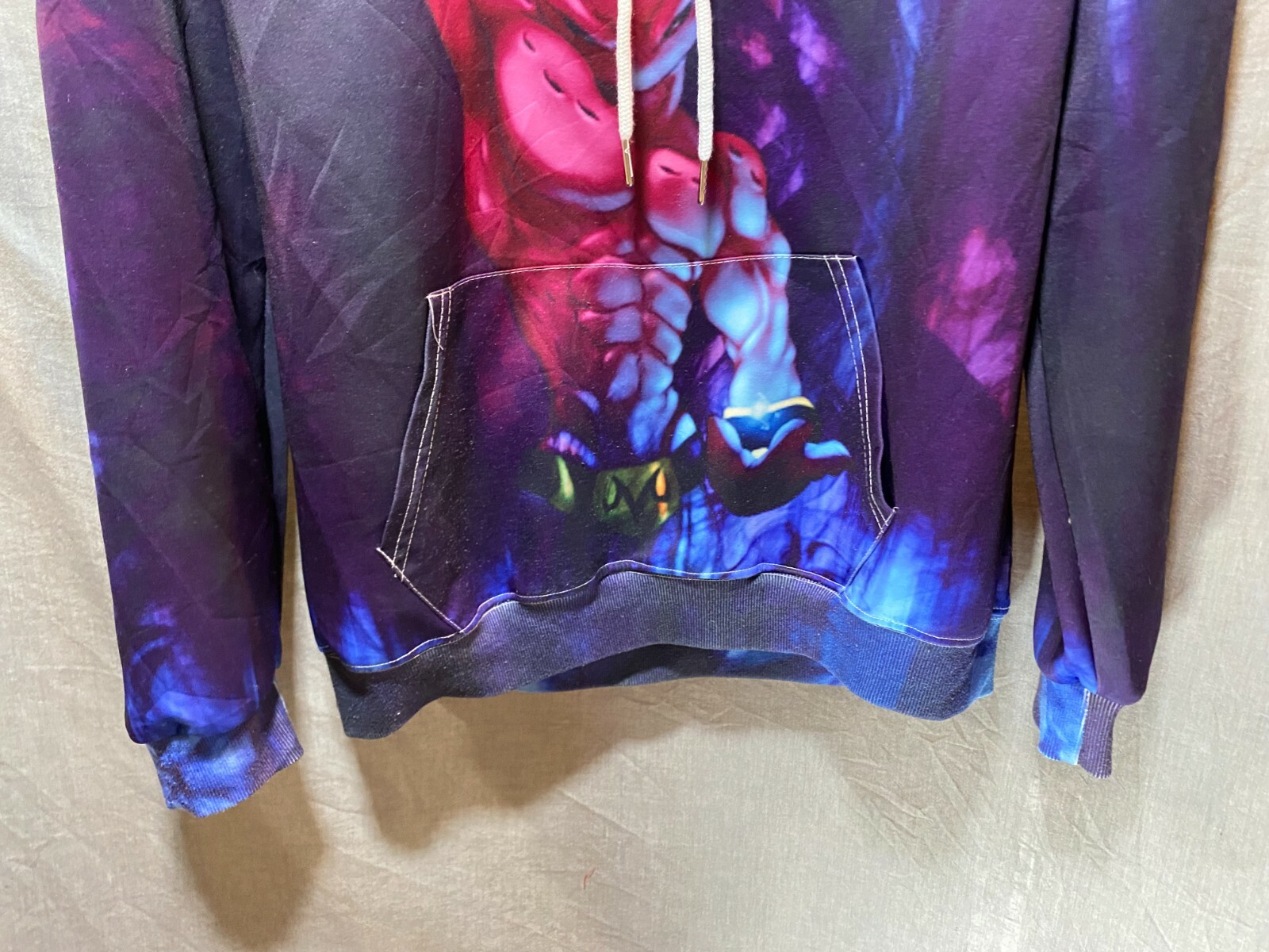 AIO Hacks Sweater Adult Large Purple Alien Graphic Pullover Hoodie Mens.
