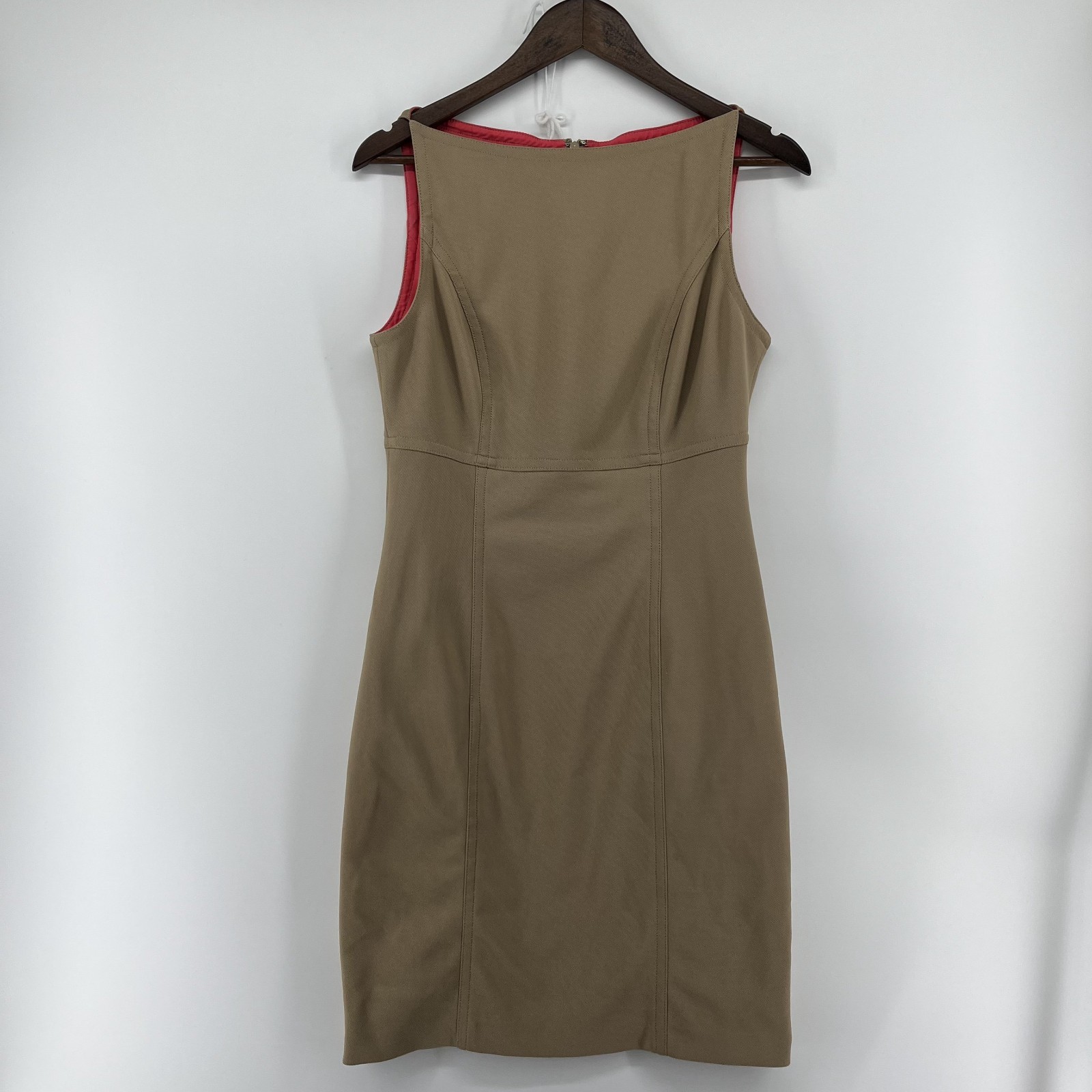 Robert Rodriguez Dress Women 8 Beige Tan Midi Sleeveless Lined Stretch READ