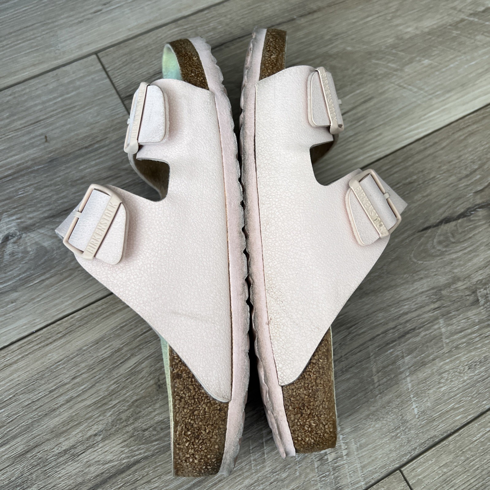Birkenstock Arizona Vegan Sandal Slides Birko Flor Nubuck Light Rose Pink 9 N 40