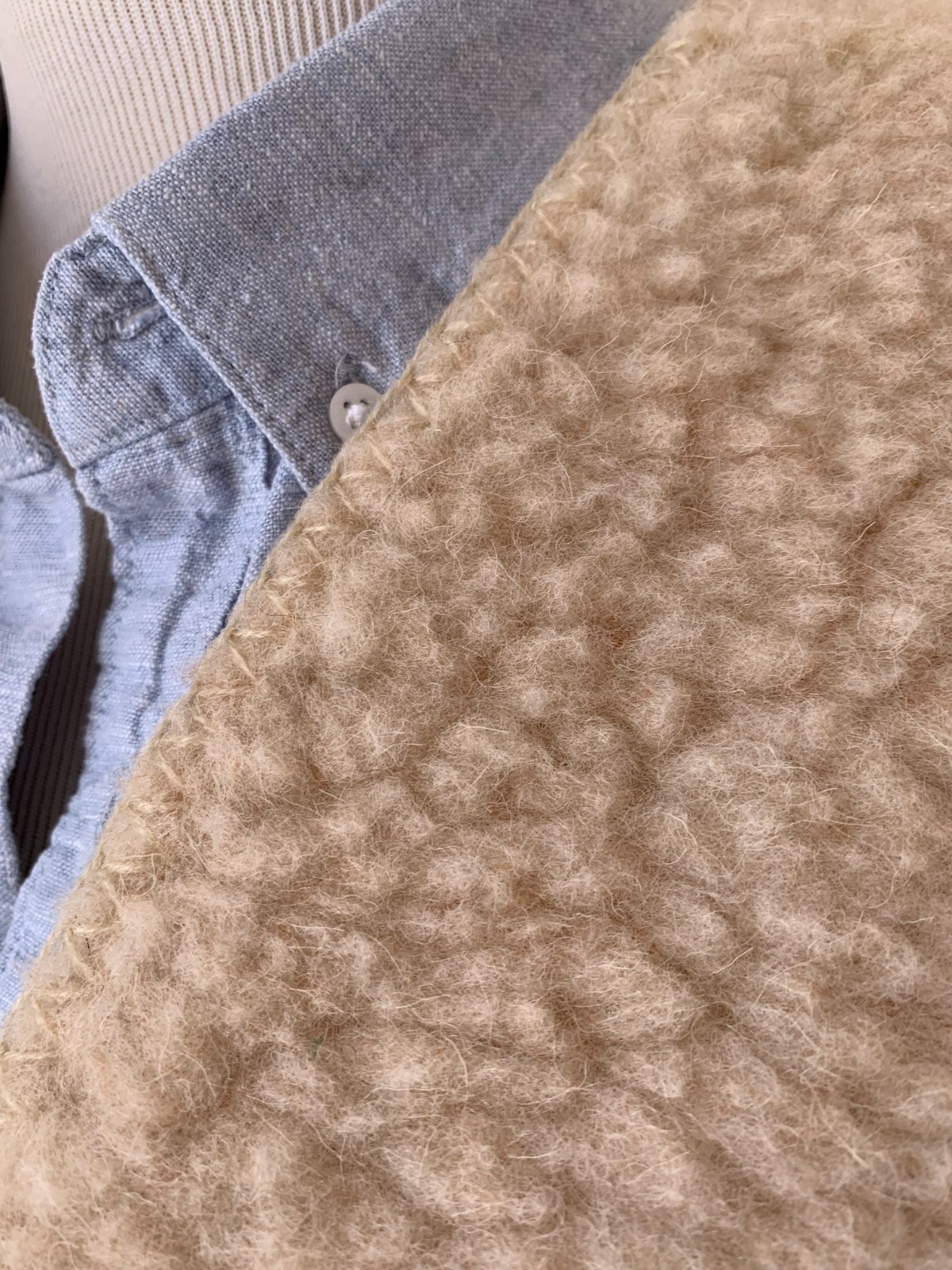 Oatmeal Beige Merino Wool Gilet – Women’s Wool Body Warmer Waistcoat – S, M